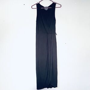 Maeve by Anthropologie Dress Small Black Sleeveless Midi Minimalist Faux Wrap